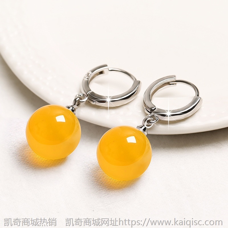 复古民族风925耳坠AAA天然绿玛瑙耳扣女显瘦韩版网红耳环饰品礼物