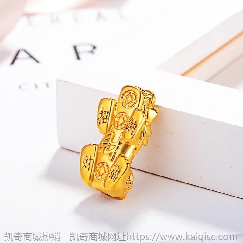 爆款金店同款3D硬金横穿貔貅配件DIY手串挂件铜镀金饰品 厂家批发