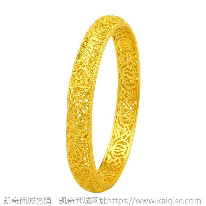 婚庆新娘仿黄金手镯女金店同款首饰品铜镀沙金镂空龙凤金镯子批发