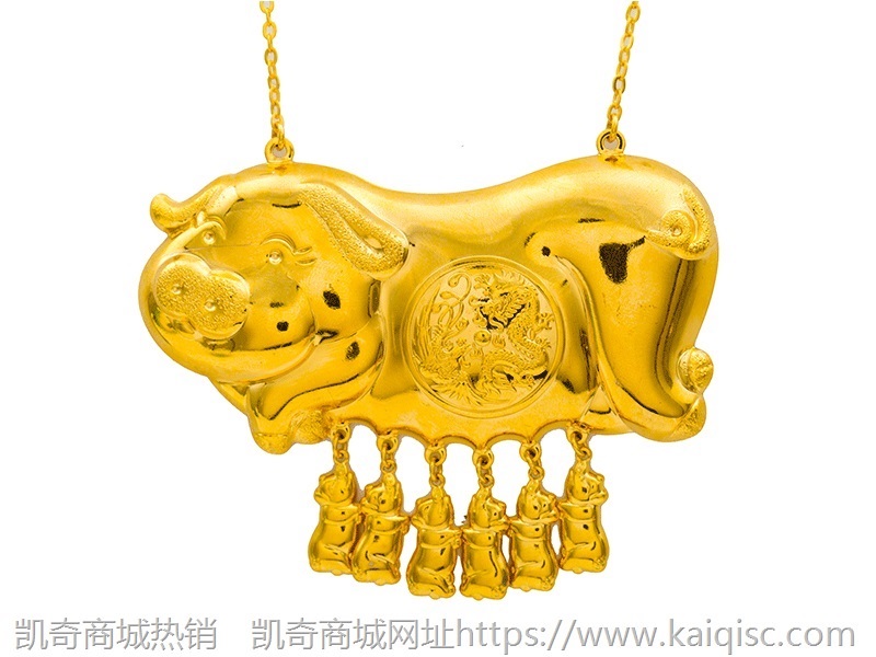 金店同款磨砂金猪龙凤吊牌黄铜镀金新娘婚庆小号仿真黄金项链批发
