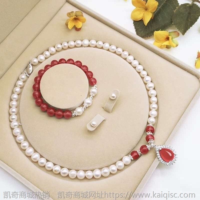 珍珠项链妈妈款母亲节 送长辈中老年人玛瑙套装礼物直播货源批发