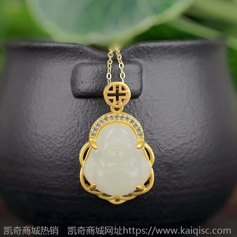 金镶玉古法金S925纯银镶嵌天然和田玉吊坠直播爆款白玉坠子代发