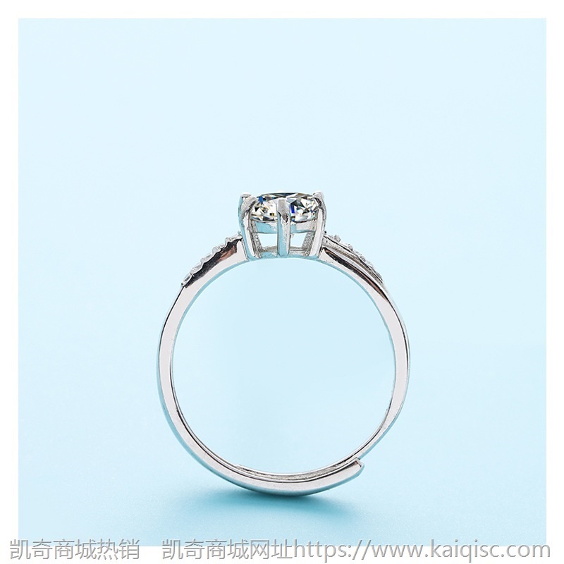 s925银莫桑钻经典六爪戒指女款礼物戒指七夕情侣纯银镀铂金首饰