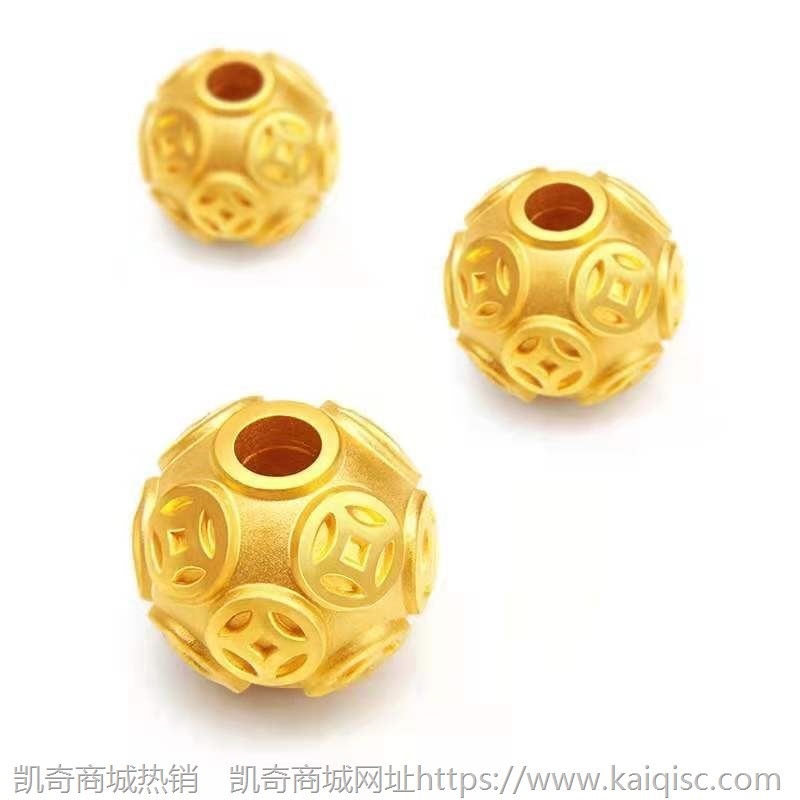999足金古法黄金珠手链传承足金手镯福字牌小金珠莲蓬转运珠手串